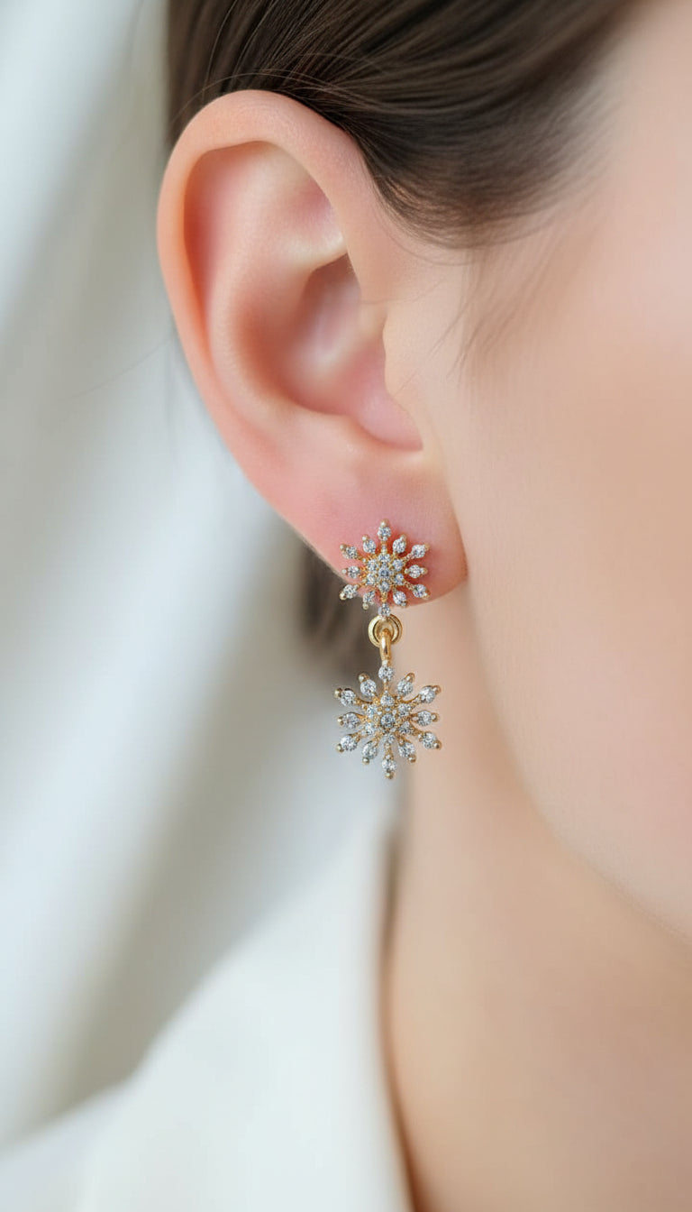 Stone Studded Gold Hoop Earrings