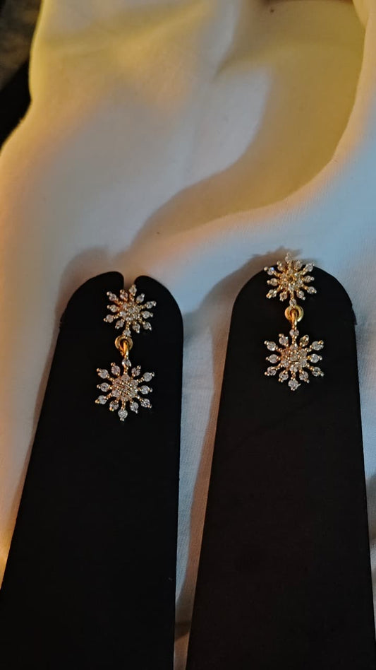 Stone Studded Gold Hoop Earrings