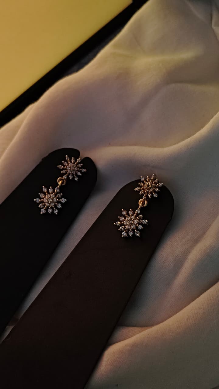 Stone Studded Gold Hoop Earrings