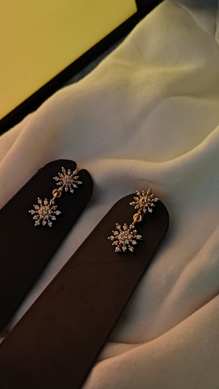 Stone Studded Gold Hoop Earrings